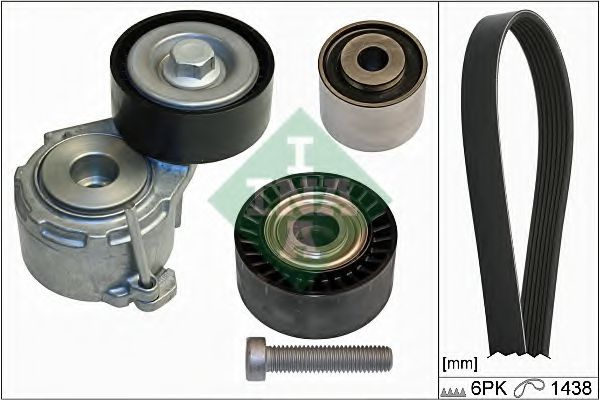 Set curea transmisie cu caneluri FIAT SCUDO combinato (220P) (1996 - 2006) INA 529 0107 10 piesa NOUA