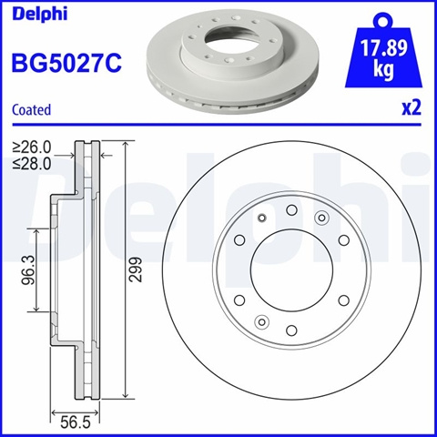 Set Discuri Frana Delphi Hyundai BG5027C