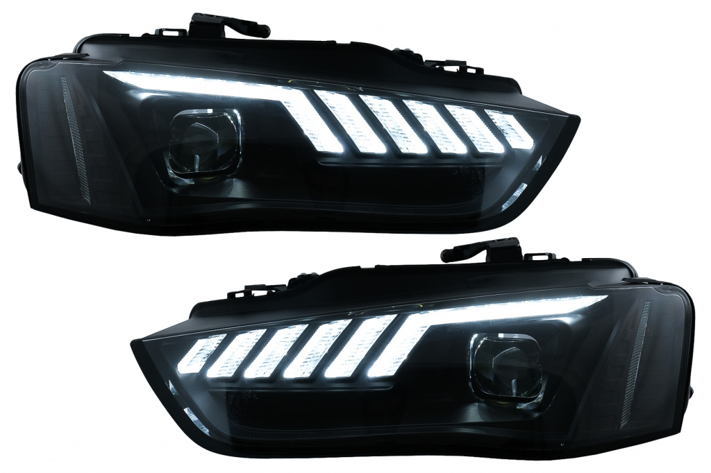 Set Faruri Led Drl Compatibil Cu Audi A4 B8.5 2012-2015 Facelift Negru Semnal Dinamic HLAUA4B8FH7