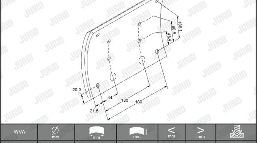 Set garnituri de frictiune, frana tambur puntea spate (1949601070 JURID) ERF,MAN,MERCEDES-BENZ,RENAULT TRUCKS,SCANIA