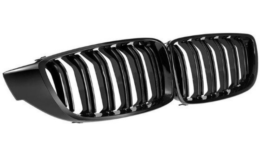 Set Grile Radiator Nari Duble Am Bmw Seria 4 F32, F82 2013→ Negru Lucios M Design C00065