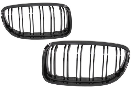 Set Grile Radiator Nari Duble Bmw Seria 3 E90 2008-2012 LCI M Design Negru Lucios FGBME90DPB