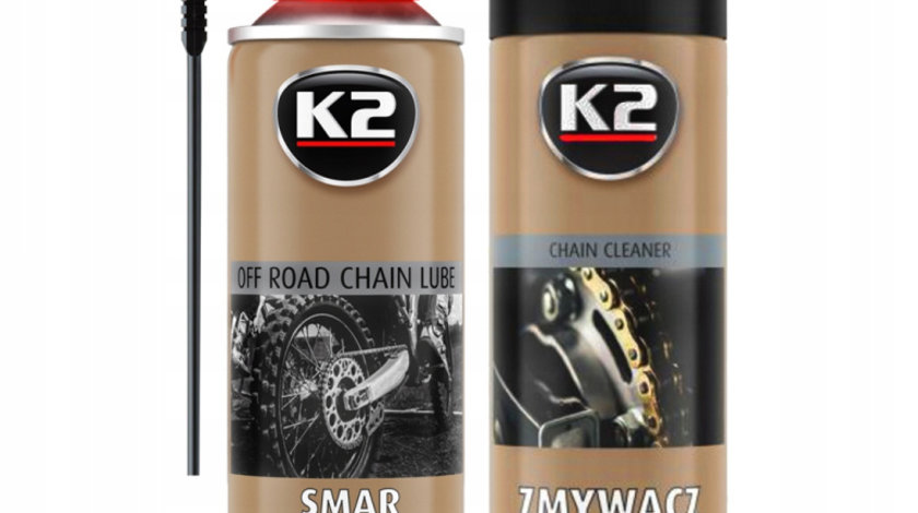 Set K2 Spray Lubrifiant Lant Chain Lube Off Road 500ML W140 + K2 Spray Curatat Lant Chain Cleaner 500ML W148
