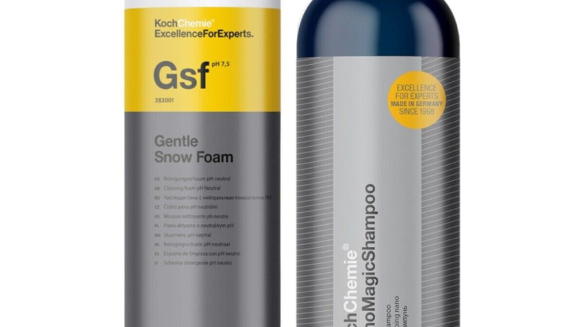 Set Koch Chemie Gsf Gentle Snow Foam Spuma Prespalare Ph Neutru 1L 383001 + Koch Chemie Nano Magic Shampoo Sampon Auto cu Nano Protectie 750ML 77702750