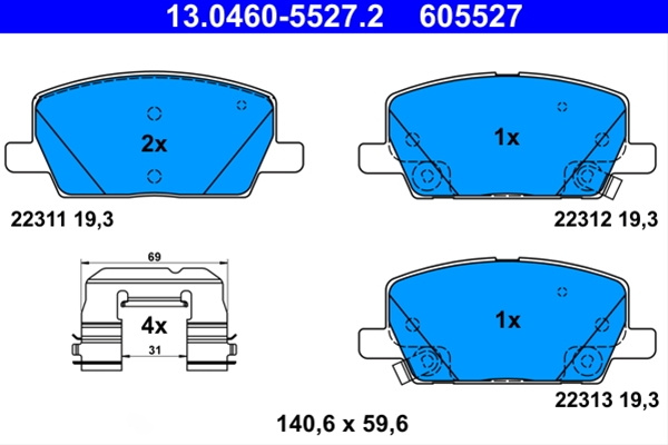 Set Placute Frana Ate Opel 13.0460-5527.2