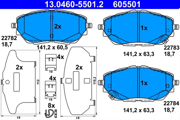 Set Placute Frana Ate Toyota 13.0460-5501.2