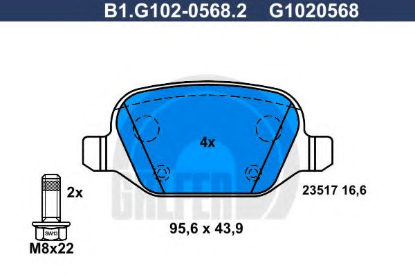 Set placute frana,frana disc ALFA ROMEO GT (937) (2003 - 2010) GALFER B1.G102-0568.2 piesa NOUA