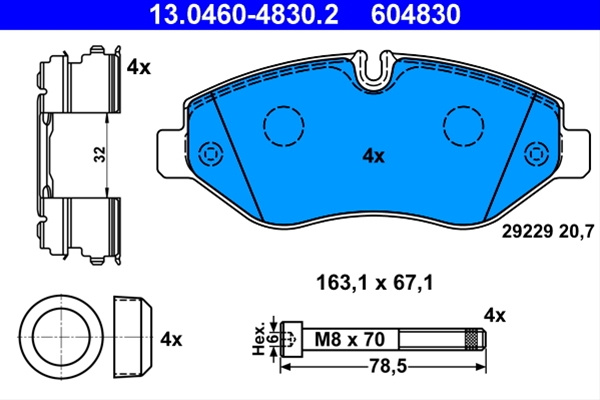 Set Placute Frana,frana Disc Ate Iveco 13.0460-4830.2