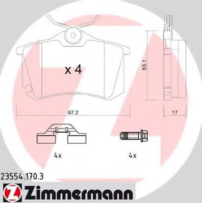 Set placute frana,frana disc AUDI A1 (8X1, 8XK, 8XF) (2010 - 2016) ZIMMERMANN 23554.170.3 piesa NOUA