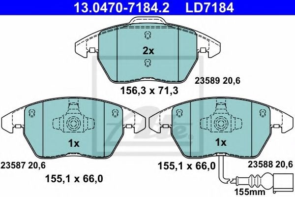 Set placute frana,frana disc AUDI A1 (8X1, 8XK, 8XF) (2010 - 2016) ATE 13.0470-7184.2 piesa NOUA