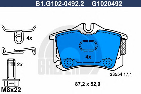 Set placute frana,frana disc AUDI A1 Sportback (8XA, 8XF, 8XK) (2011 - 2016) GALFER B1.G102-0492.2 piesa NOUA