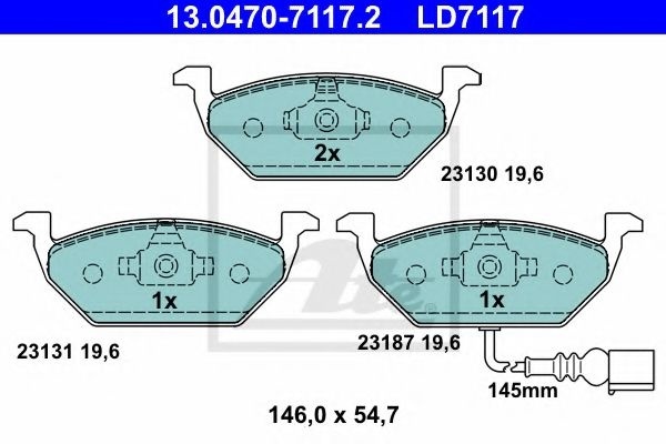 Set placute frana,frana disc AUDI A3 (8L1) (1996 - 2003) ATE 13.0470-7117.2 piesa NOUA