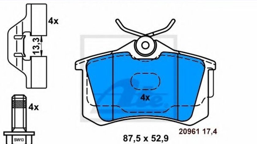 Set placute frana,frana disc AUDI A3 (8L1) (1996 - 2003) ATE 13.0460-2894.2 piesa NOUA