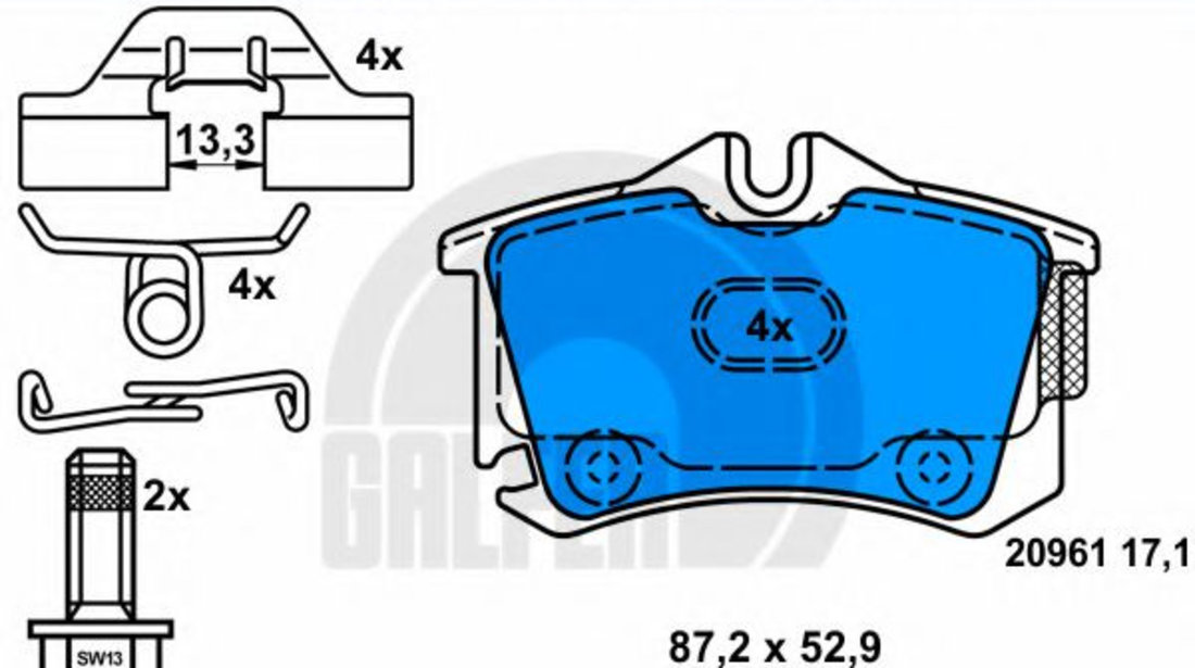 Set placute frana,frana disc AUDI A3 (8L1) (1996 - 2003) GALFER B1.G102-0755.2 piesa NOUA