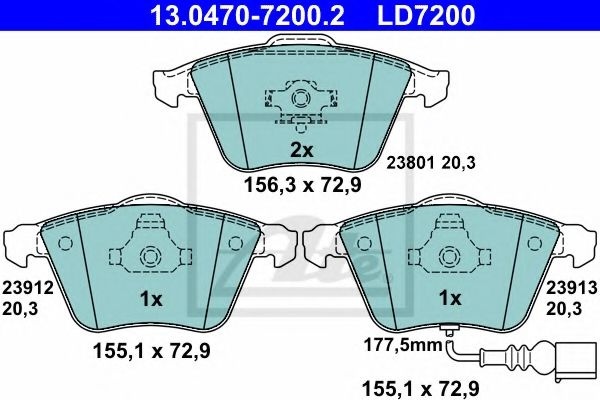 Set placute frana,frana disc AUDI A3 (8P1) (2003 - 2012) ATE 13.0470-7200.2 piesa NOUA