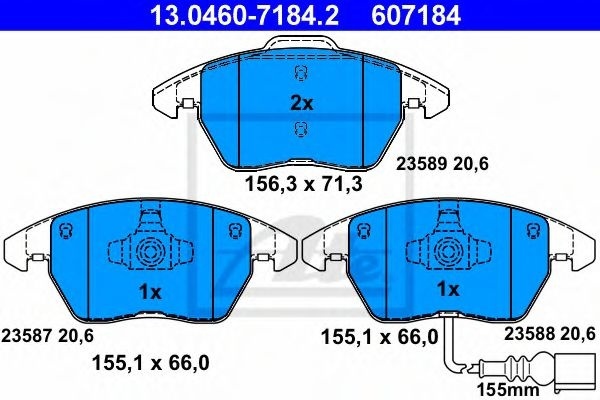 Set placute frana,frana disc AUDI A3 (8P1) (2003 - 2012) ATE 13.0460-7184.2 piesa NOUA