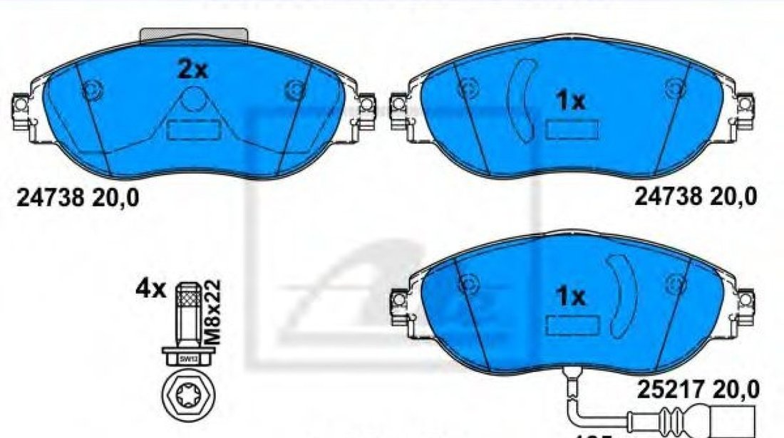 Set placute frana,frana disc AUDI A3 (8V1) (2012 - 2016) ATE 13.0460-2764.2 piesa NOUA