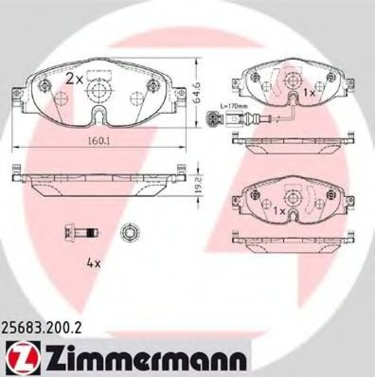 Set placute frana,frana disc AUDI A3 (8V1) (2012 - 2016) ZIMMERMANN 25683.200.2 piesa NOUA