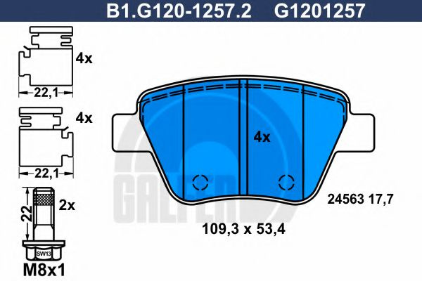 Set placute frana,frana disc AUDI A3 Sportback (8PA) (2004 - 2013) GALFER B1.G120-1257.2 piesa NOUA