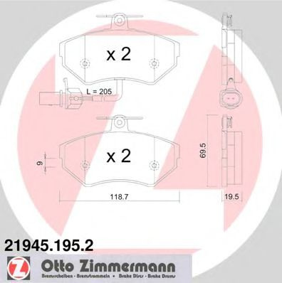 Set placute frana,frana disc AUDI A4 (8D2, B5) (1994 - 2001) ZIMMERMANN 21945.195.2 piesa NOUA