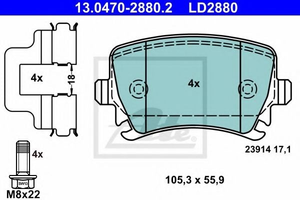 Set placute frana,frana disc AUDI A4 (8E2, B6) (2000 - 2004) ATE 13.0470-2880.2 piesa NOUA