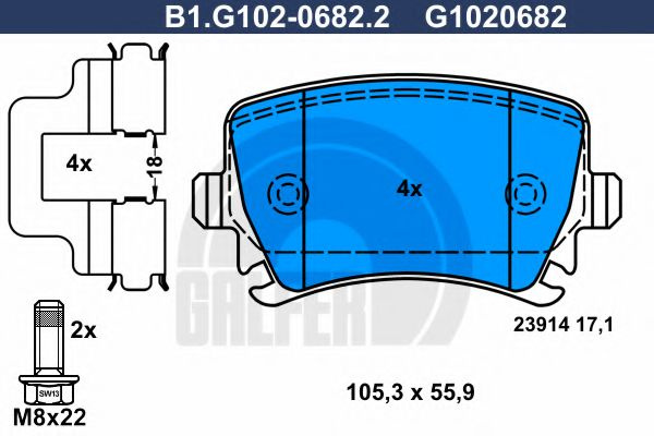 Set placute frana,frana disc AUDI A4 (8E2, B6) (2000 - 2004) GALFER B1.G102-0682.2 piesa NOUA