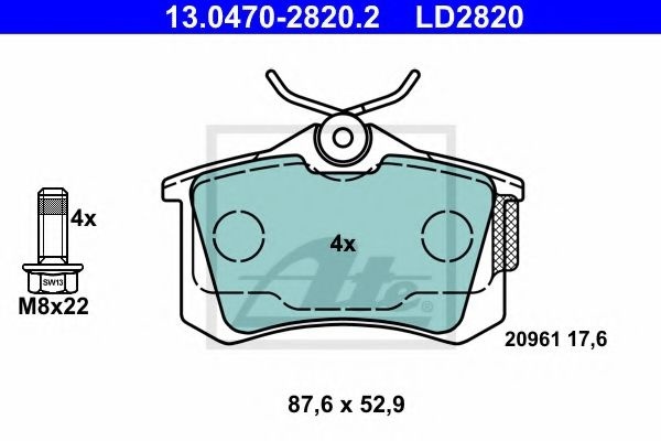 Set placute frana,frana disc AUDI A4 (8EC, B7) (2004 - 2008) ATE 13.0470-2820.2 piesa NOUA