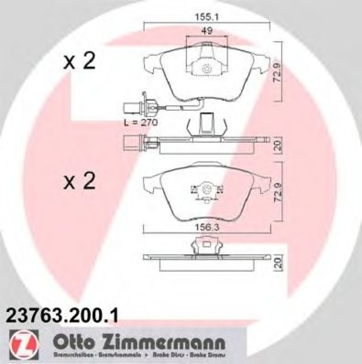 Set placute frana,frana disc AUDI A4 Avant (8D5, B5) (1994 - 2001) ZIMMERMANN 23763.200.1 piesa NOUA