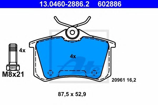 Set placute frana,frana disc AUDI A4 Avant (8E5, B6) (2001 - 2004) ATE 13.0460-2886.2 piesa NOUA