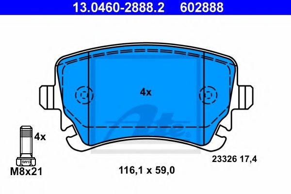 Set placute frana,frana disc AUDI A4 Avant (8E5, B6) (2001 - 2004) ATE 13.0460-2888.2 piesa NOUA