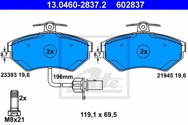 Set placute frana,frana disc AUDI A4 Avant (8ED, B7) (2004 - 2008) ATE 13.0460-2837.2 piesa NOUA