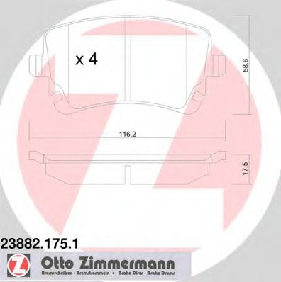 Set placute frana,frana disc AUDI A4 Avant (8ED, B7) (2004 - 2008) ZIMMERMANN 23882.175.1 piesa NOUA