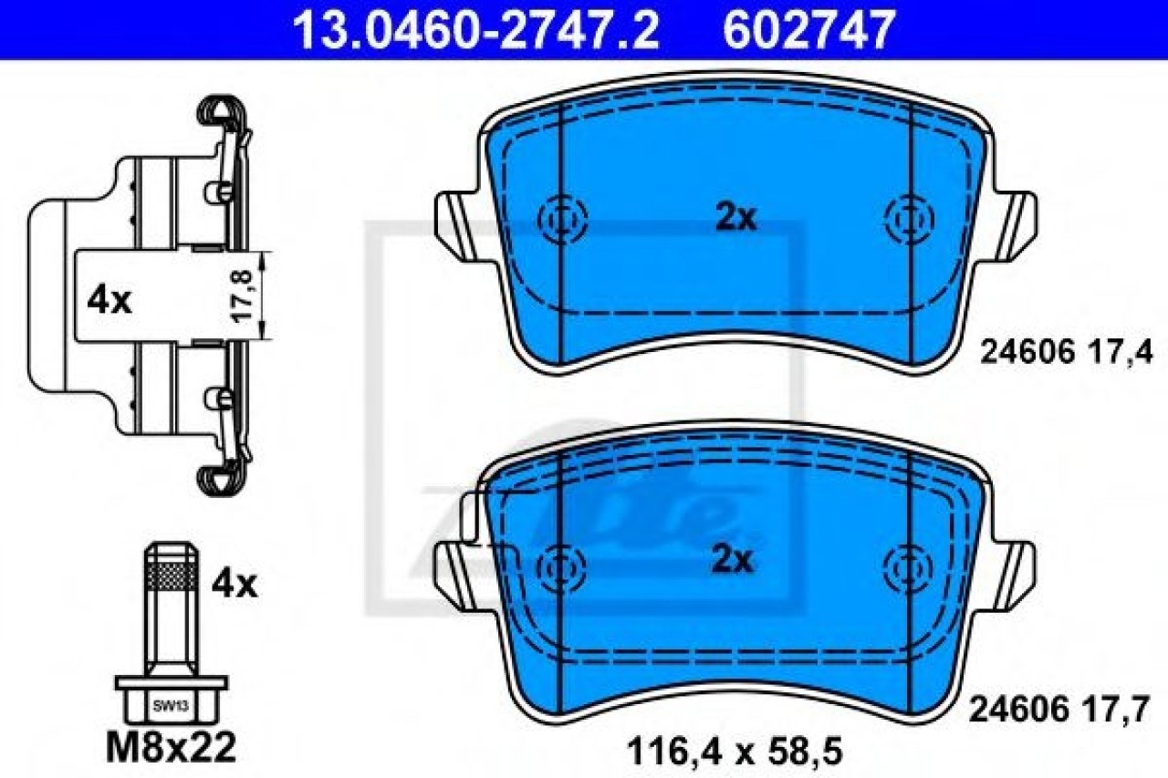 Set placute frana,frana disc AUDI A4 Avant (8K5, B8) (2007 - 2015) ATE 13.0460-2747.2 piesa NOUA