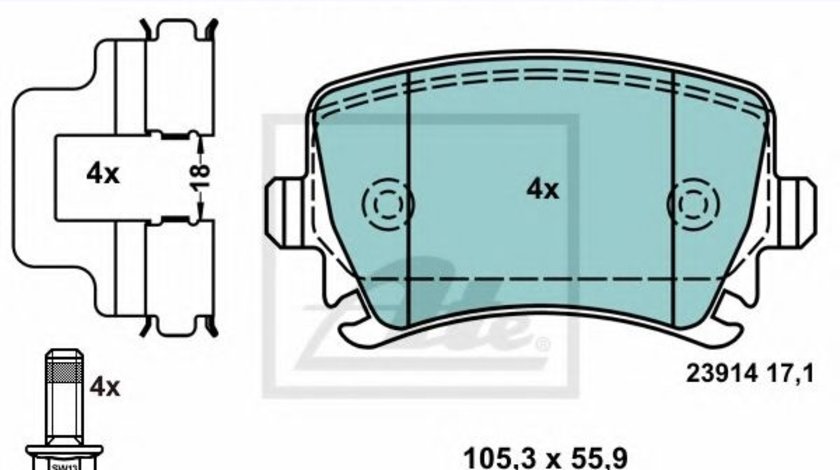 Set placute frana,frana disc AUDI A4 Cabriolet (8H7, B6, 8HE, B7) (2002 - 2009) ATE 13.0470-2880.2 piesa NOUA