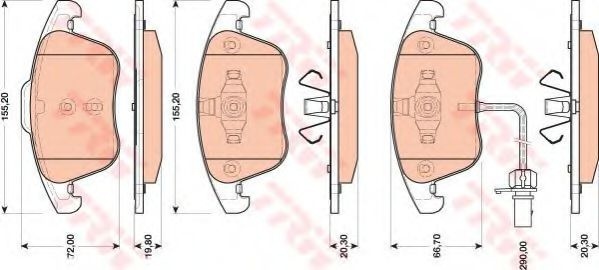 Set placute frana,frana disc AUDI A5 Sportback (8TA) (2009 - 2016) TRW GDB1814 piesa NOUA