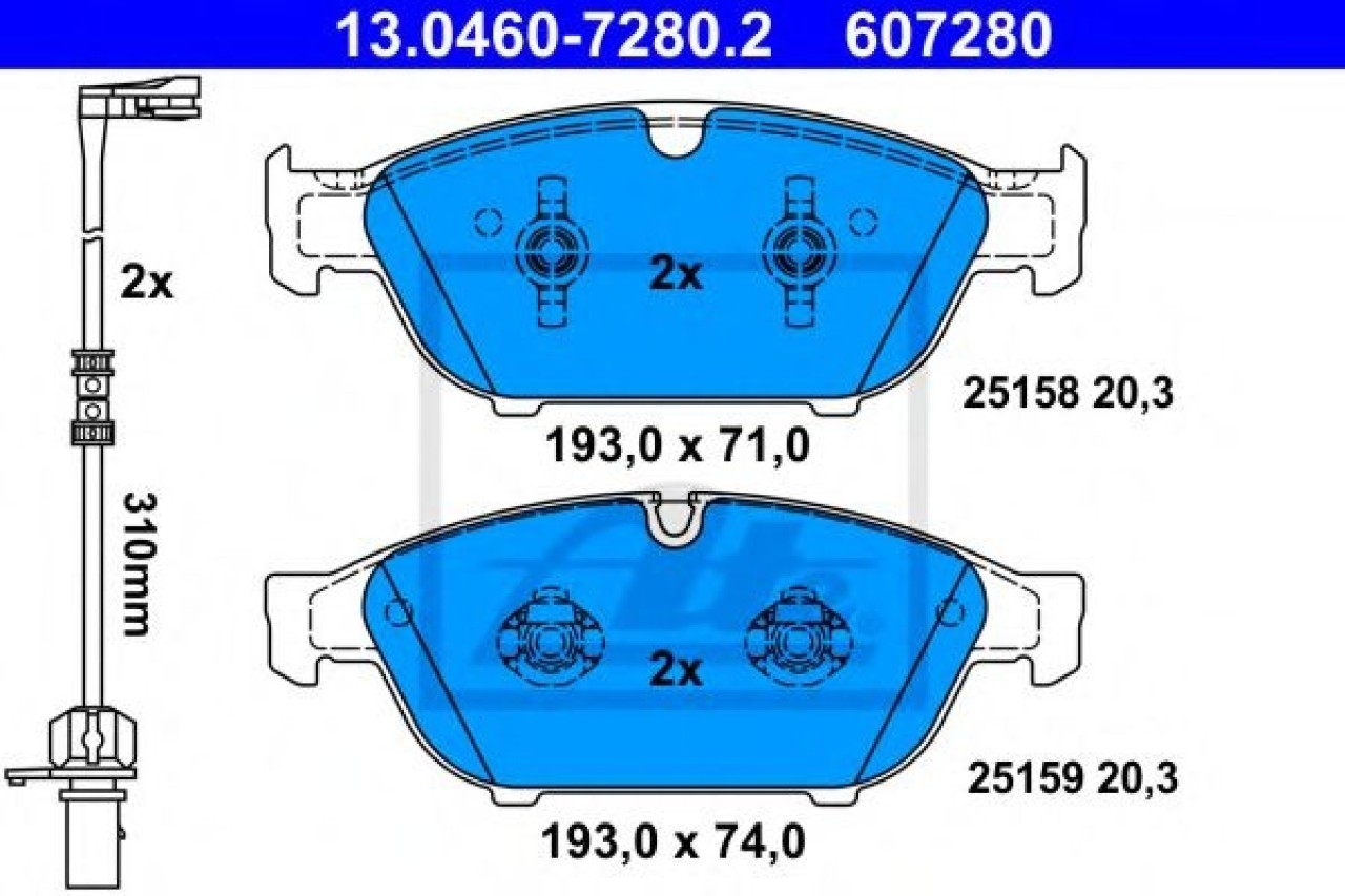 Set placute frana,frana disc AUDI A6 Allroad (4GH, 4GJ) (2012 - 2016) ATE 13.0460-7280.2 piesa NOUA