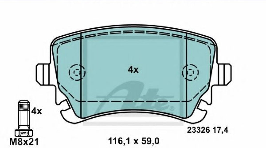 Set placute frana,frana disc AUDI A6 Avant (4F5, C6) (2005 - 2011) ATE 13.0470-2888.2 piesa NOUA