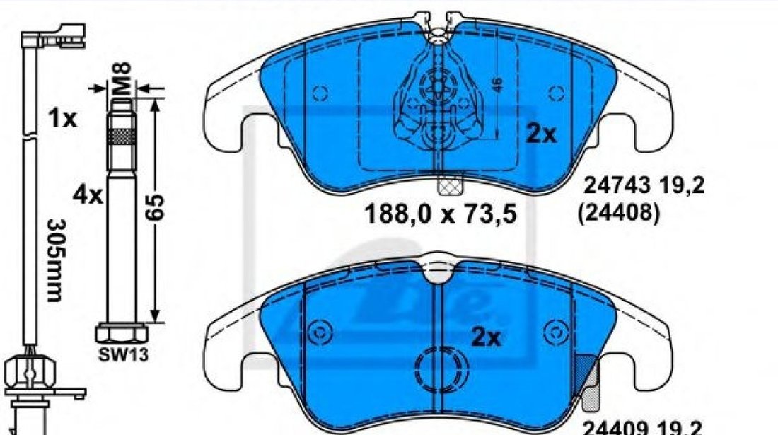 Set placute frana,frana disc AUDI Q5 (8R) (2008 - 2016) ATE 13.0460-2765.2 piesa NOUA