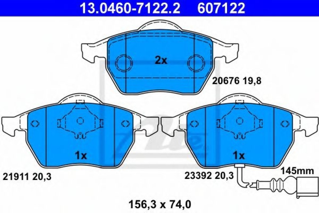 Set placute frana,frana disc AUDI TT (8N3) (1998 - 2006) ATE 13.0460-7122.2 piesa NOUA