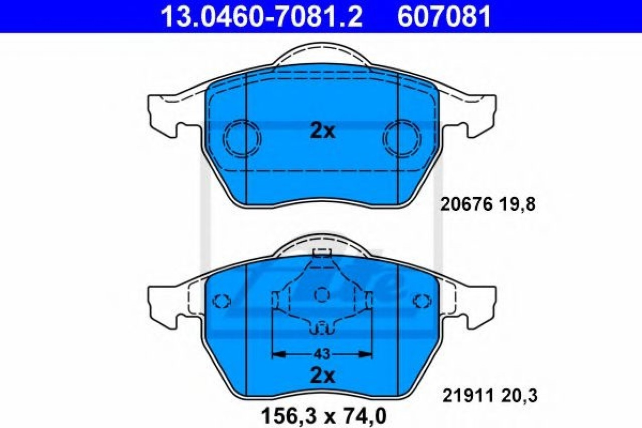 Set placute frana,frana disc AUDI TT (8N3) (1998 - 2006) ATE 13.0460-7081.2 piesa NOUA