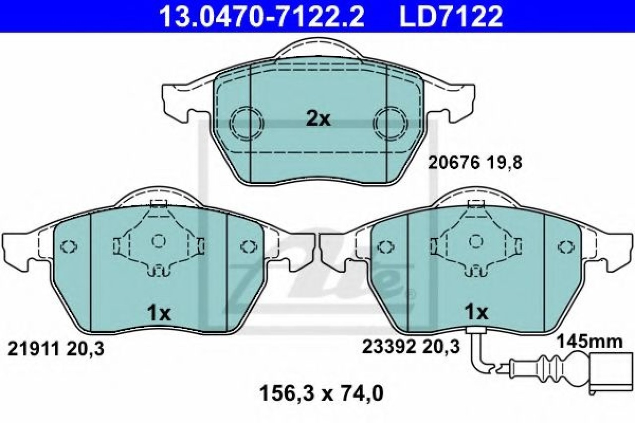 Set placute frana,frana disc AUDI TT Roadster (8N9) (1999 - 2006) ATE 13.0470-7122.2 piesa NOUA