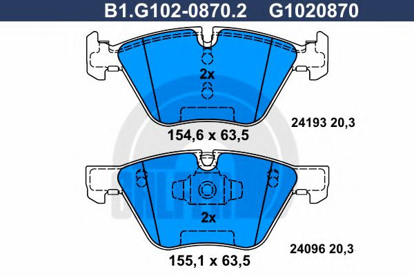 Set placute frana,frana disc BMW Seria 1 (E81) (2006 - 2012) GALFER B1.G102-0870.2 piesa NOUA