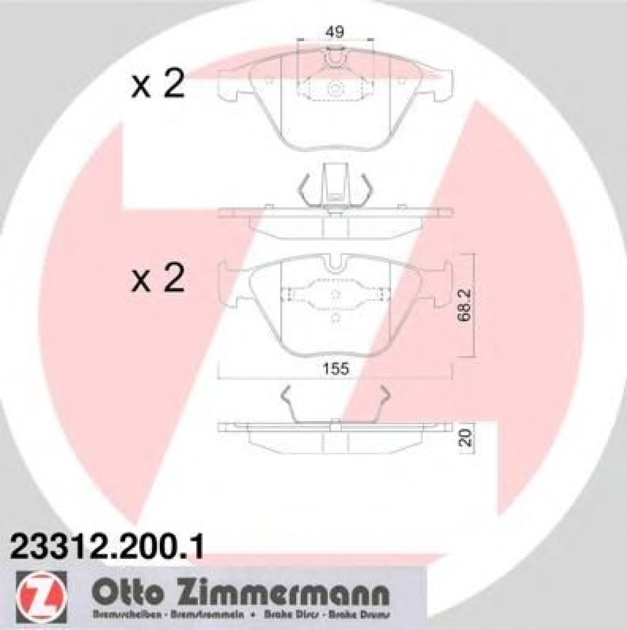 Set placute frana,frana disc BMW Seria 3 Cupe (E92) (2006 - 2013) ZIMMERMANN 23312.200.1 piesa NOUA