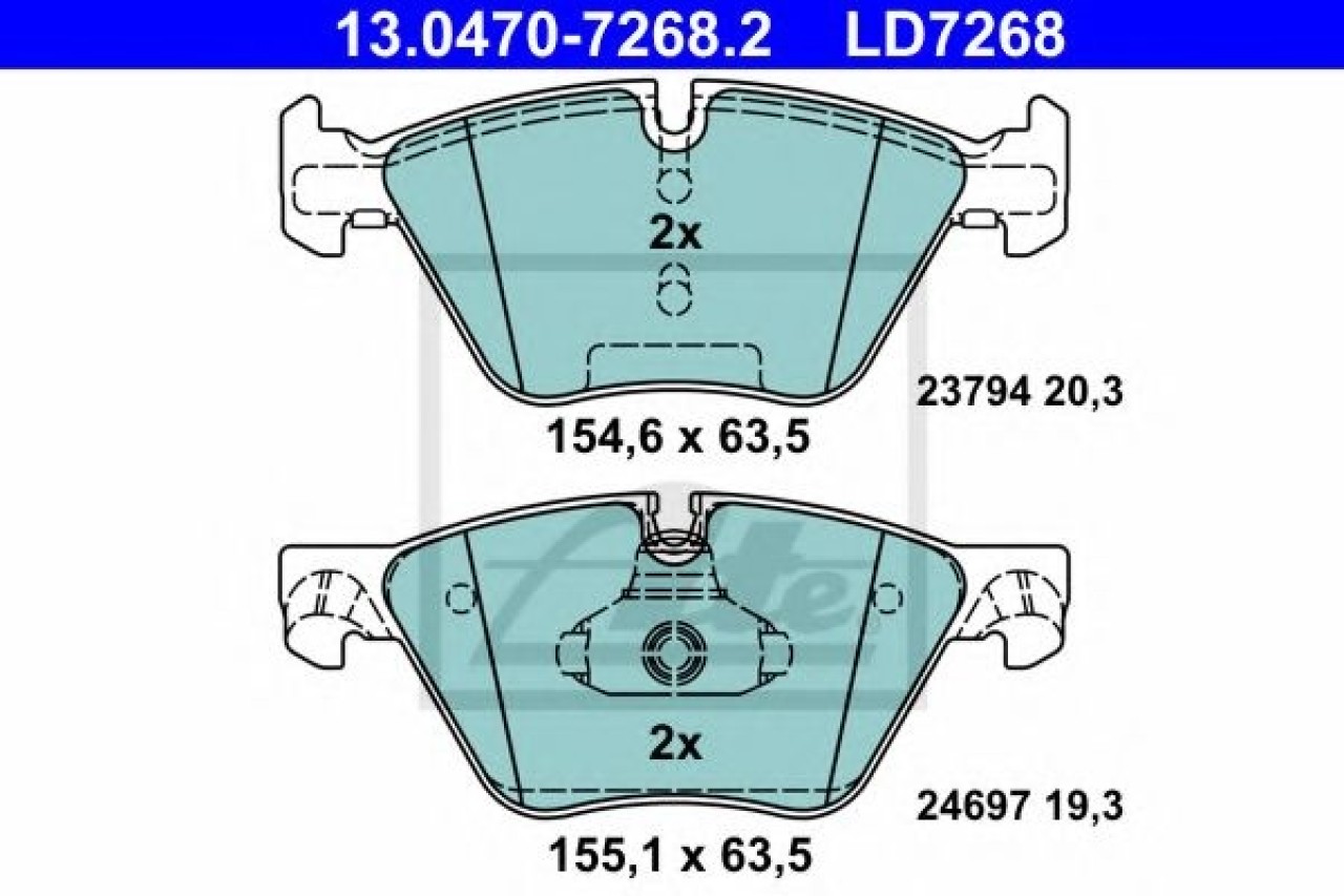 Set placute frana,frana disc BMW Seria 5 Touring (F11) (2010 - 2016) ATE 13.0470-7268.2 piesa NOUA