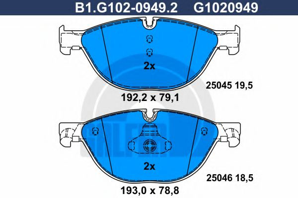 Set placute frana,frana disc BMW Seria 6 Gran Cupe (F06) (2011 - 2016) GALFER B1.G102-0949.2 piesa NOUA