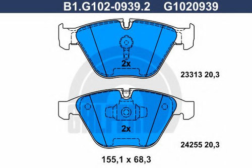 Set placute frana,frana disc BMW X1 (E84) (2009 - 2015) GALFER B1.G102-0939.2 piesa NOUA