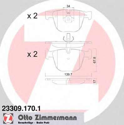 Set placute frana,frana disc BMW X6 (E71, E72) (2008 - 2014) ZIMMERMANN 23309.170.1 piesa NOUA