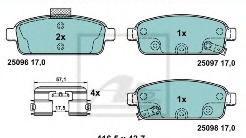 Set placute frana,frana disc CHEVROLET AVEO Hatchback (T300) (2011 - 2016) ATE 13.0470-7264.2 piesa NOUA