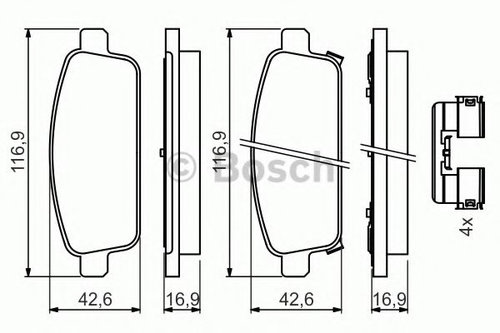 Set placute frana,frana disc CHEVROLET ORLANDO (J309) (2010 - 2016) BOSCH 0 986 494 634 piesa NOUA