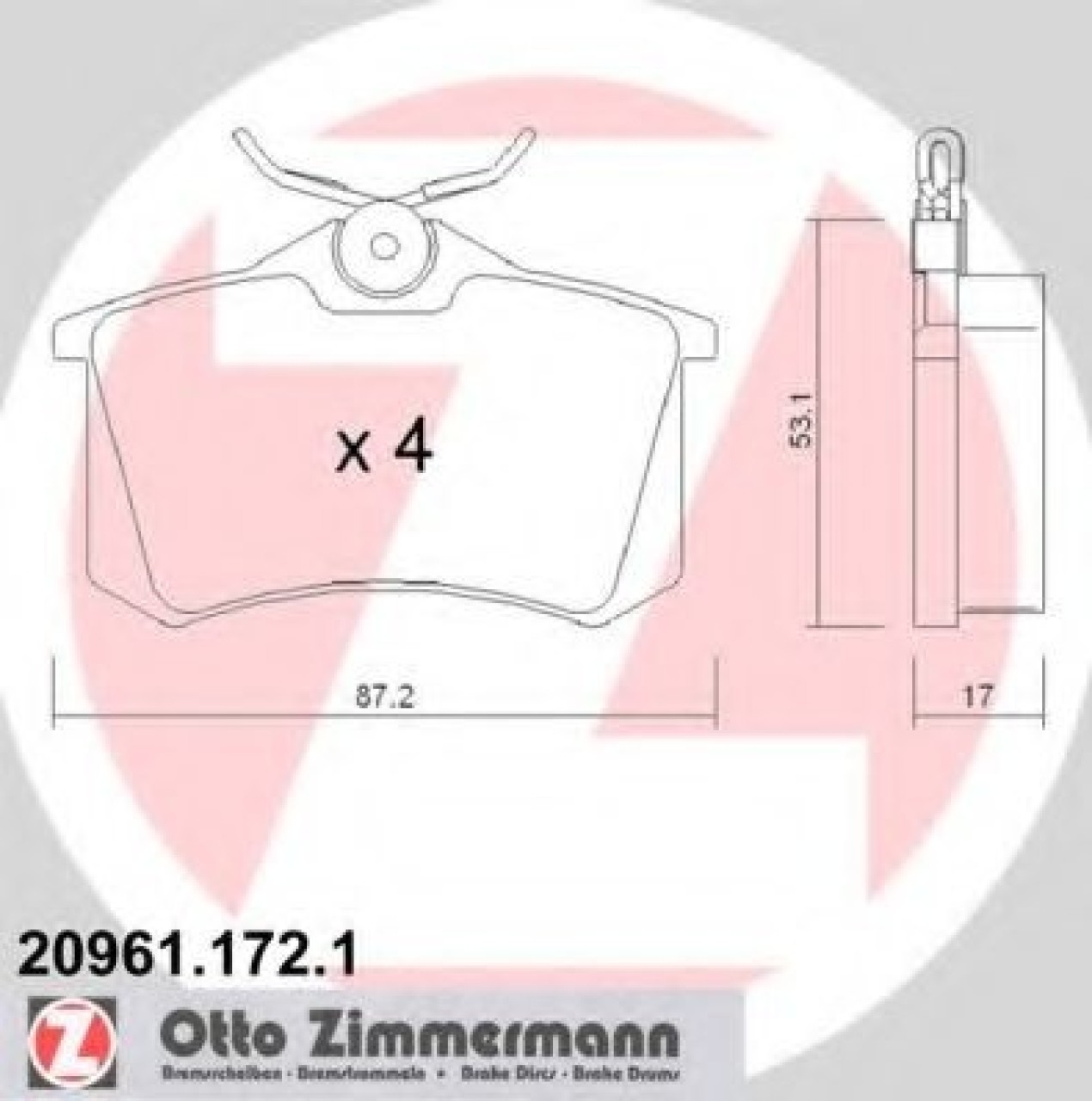 Set placute frana,frana disc CITROEN C2 (JM) (2003 - 2016) ZIMMERMANN 20961.172.1 piesa NOUA